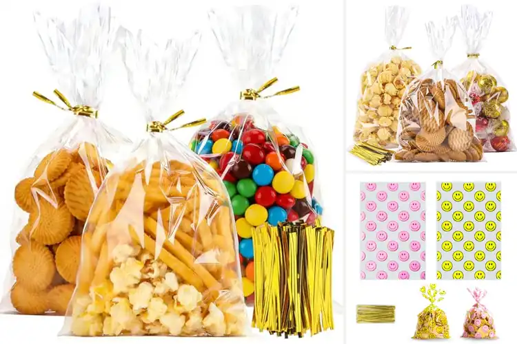 Detailed view of Best 100 Pack Gift Bags With Twist Ties