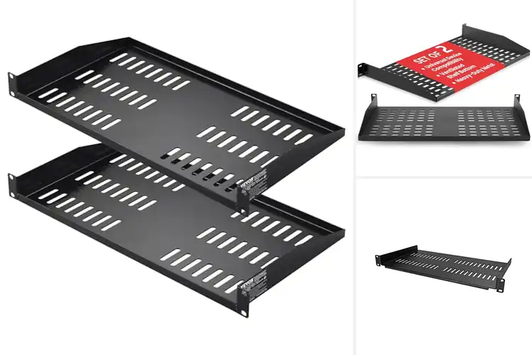 Detailed view of Best 1U Vented Rack Shelves: Cool & Clutter-Free Setup