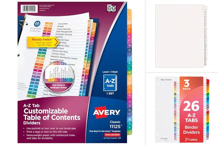 Detailed view of Best A-Z Dividers